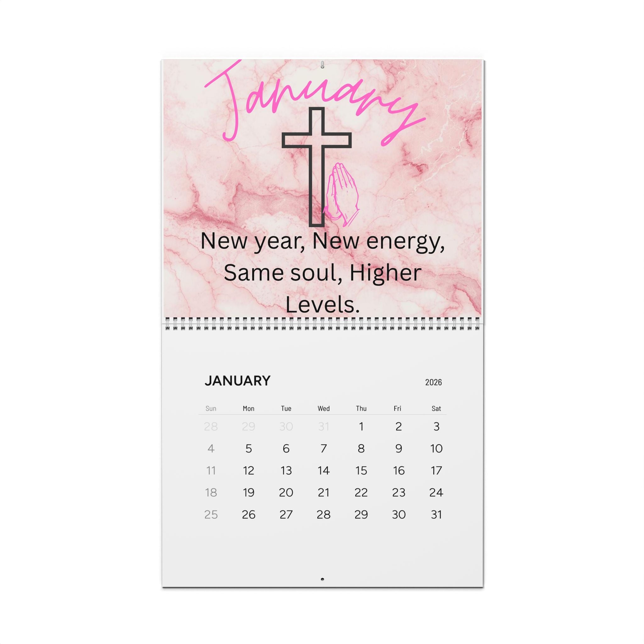 2026 Manifestation Wall Calendar — Monthly Affirmations & Flower Design