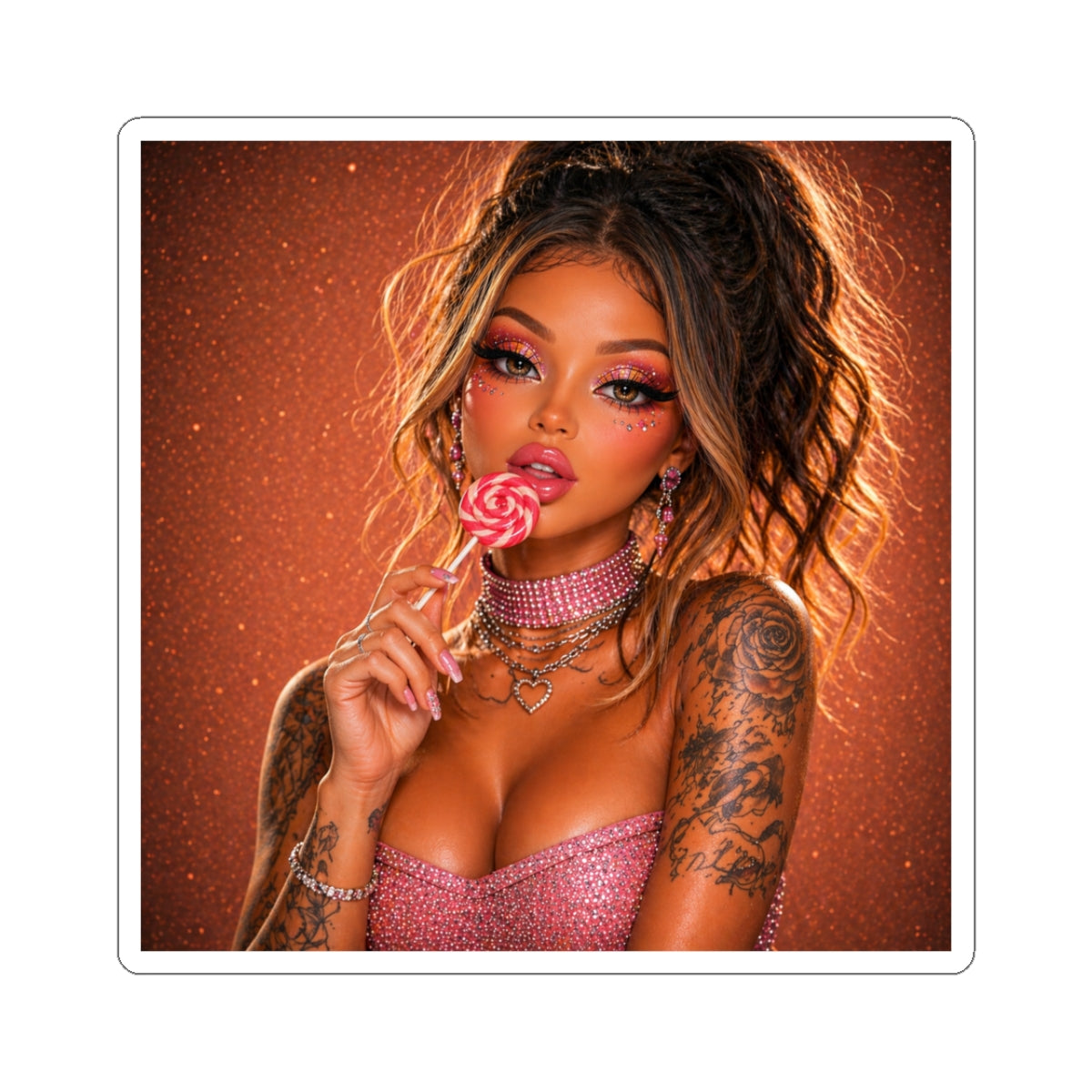 Glam Girl Kiss-Cut Sticker — Pink Lollipop Fashion Decal