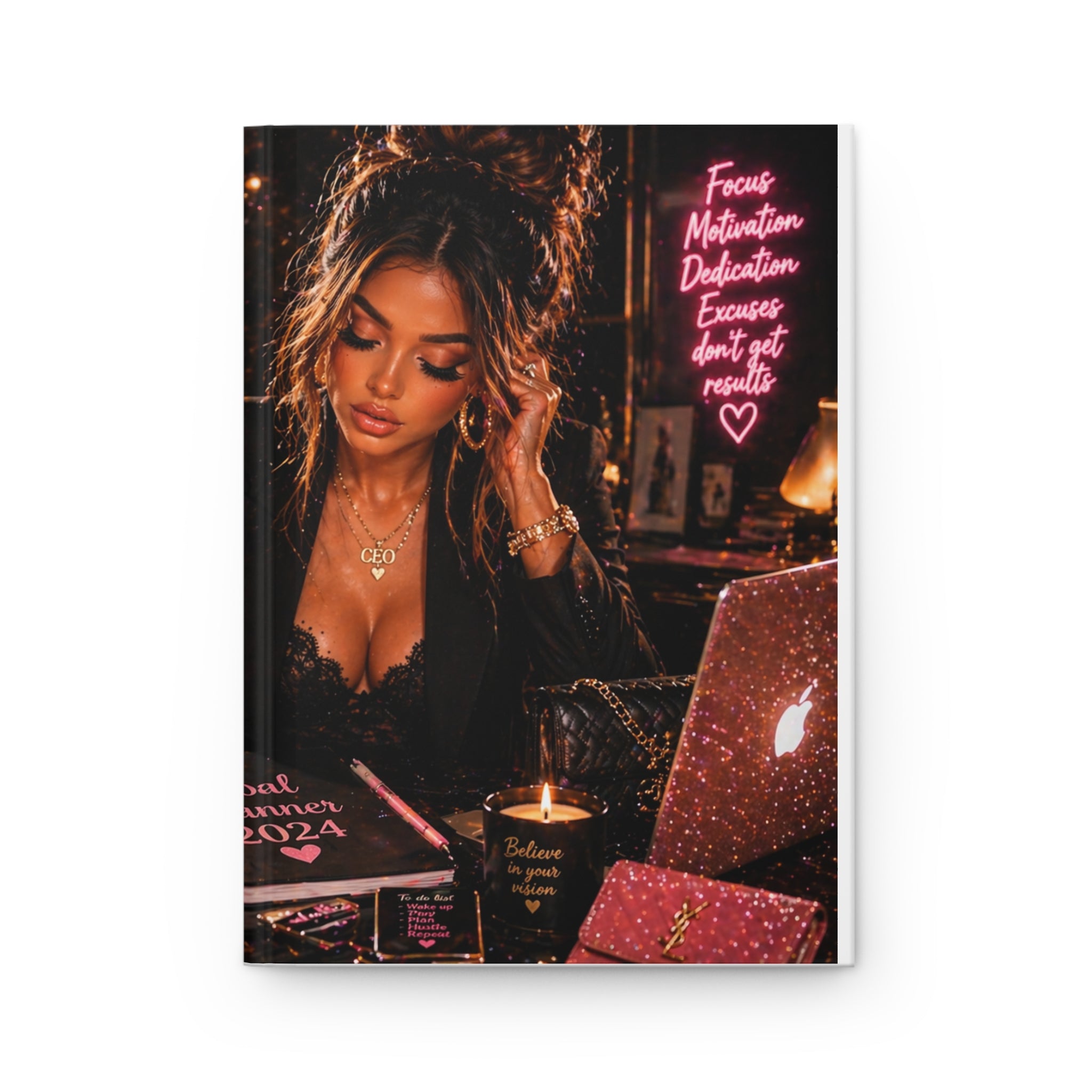 Discipline Today Success Tomorrow Hardcover Journal — Motivational Pink Glam Writing Notebook