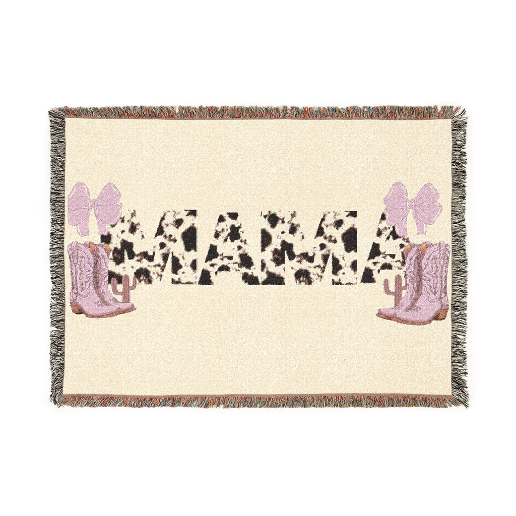 Cactus and Cowboy Boots Woven Blanket | Southwestern Desert Pattern