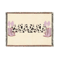 Cactus and Cowboy Boots Woven Blanket | Southwestern Desert Pattern