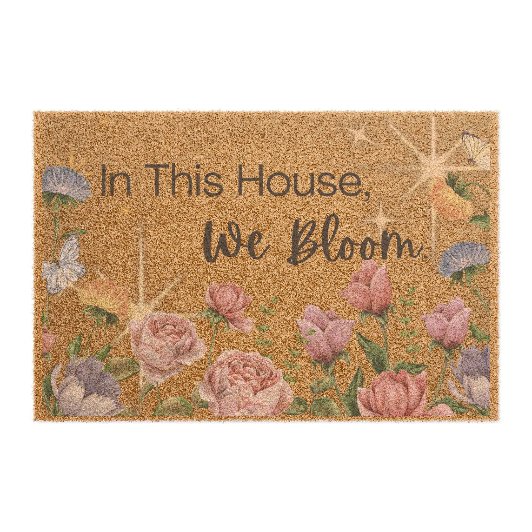 Doormat - "In This House, We Bloom" Floral Welcome Mat