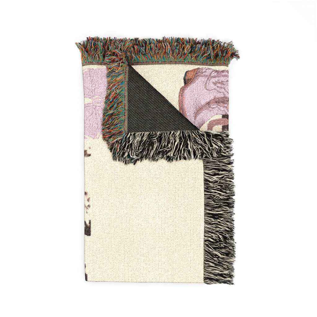 Cactus and Cowboy Boots Woven Blanket | Southwestern Desert Pattern