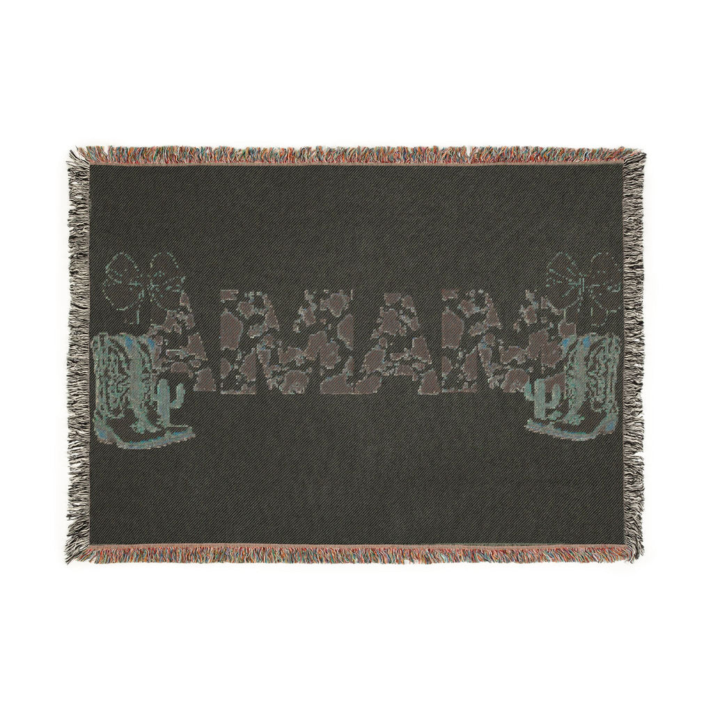 Cactus and Cowboy Boots Woven Blanket | Southwestern Desert Pattern