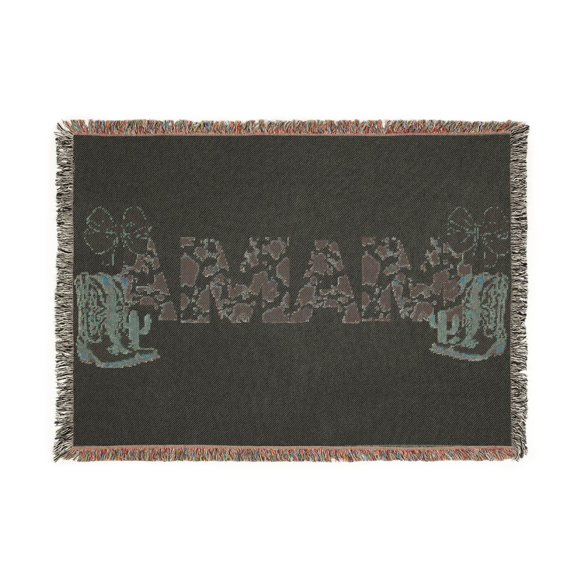 Cactus and Cowboy Boots Woven Blanket | Southwestern Desert Pattern