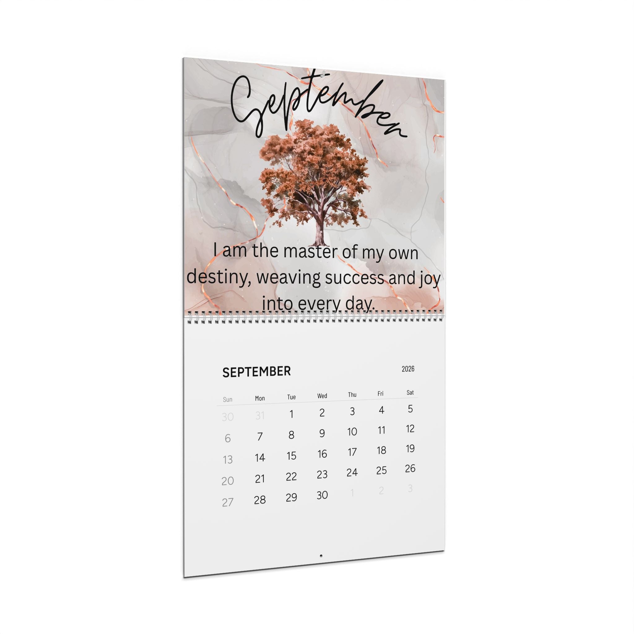 2026 Manifestation Wall Calendar — Monthly Affirmations & Flower Design