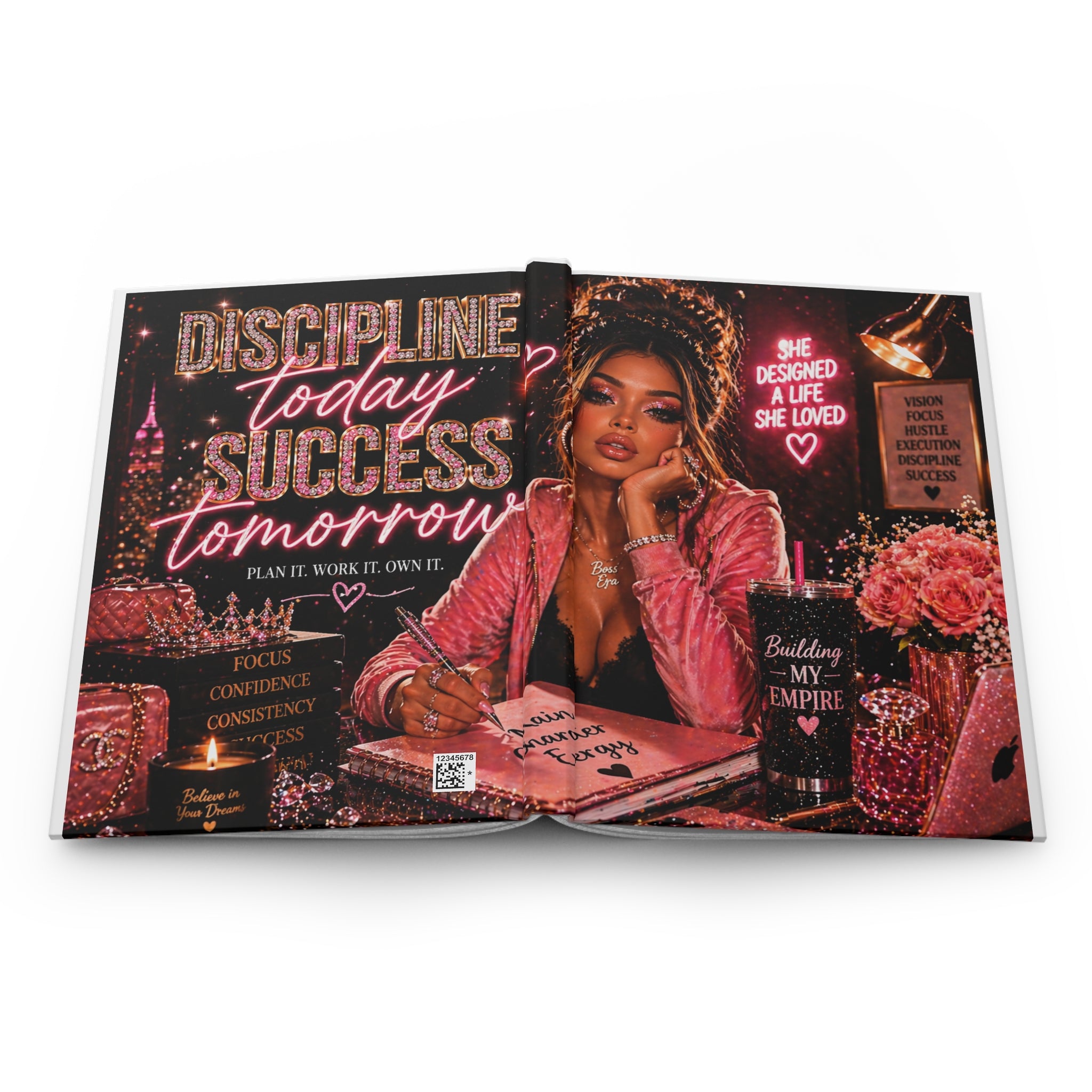 Discipline Today Success Tomorrow Hardcover Journal — 'She Designed a Life She Loved' Motivational Notebook