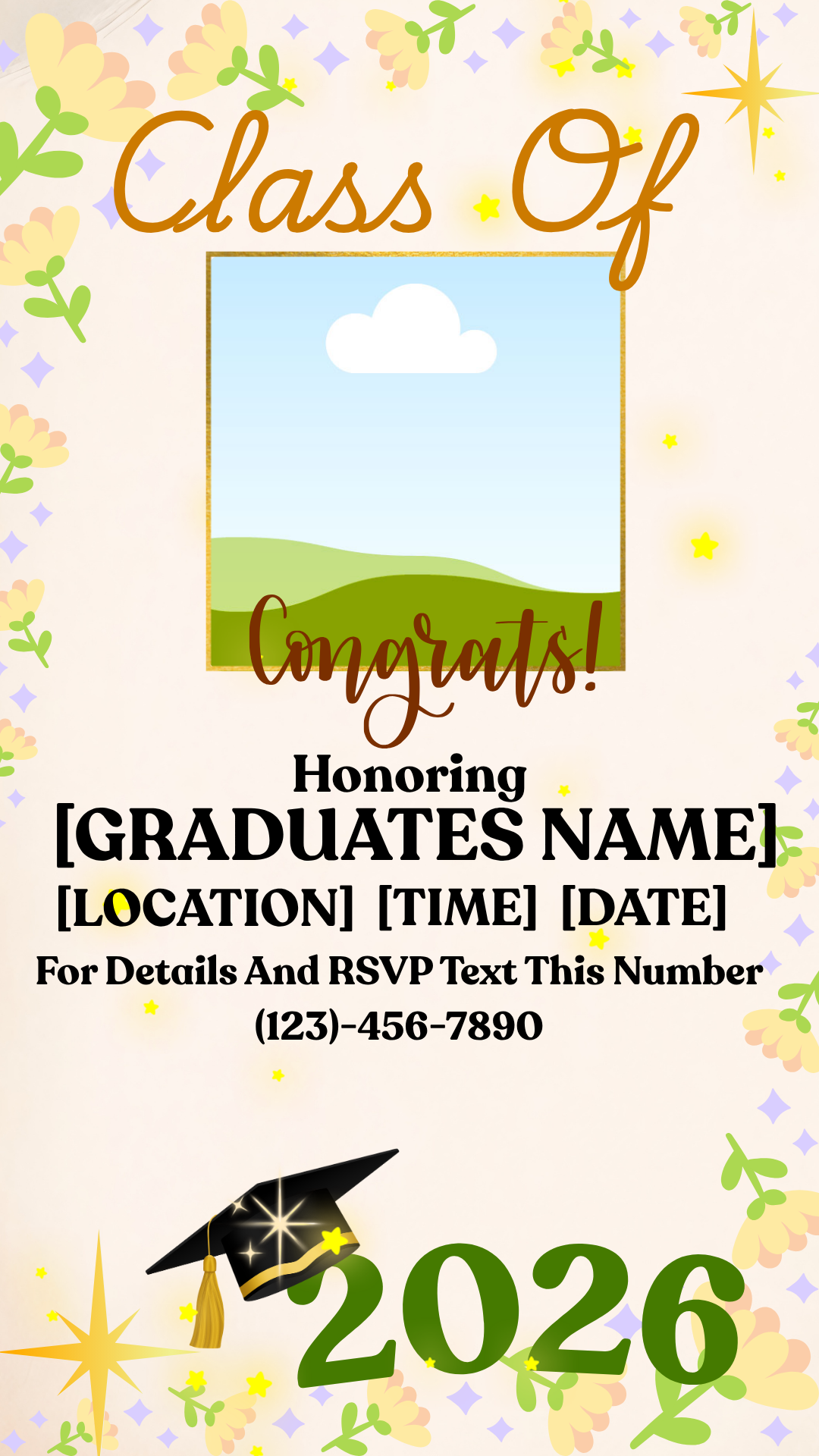 Pastella’s Sun-Kissed Floral Graduation Suite – Canva Template